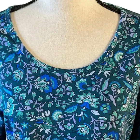 Lands End Floral Scoop Neck Long Sleeve A-Line Dress Size Medium - Picture 5 of 10